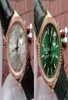 36mm Mens Watches Green Silver White Automatic Eta 2836 Movement Men Watch Day Time Yellow Gold Leather Strap TW Date Wristwatch2528539