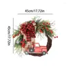 Decorative Flowers Christmas Wreath Red Truck Artistic And Realistic Wall Arts Supplies For Front Doors Porch Fireplaces Back