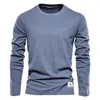 T-shirts T-shirts pour hommes à manches longues en coton pour hommes T-shirts pour hommes décontractés à printemps solide