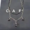 Stainless Steel Material Personalized Necklace Brand Designer Three Peach Heart Double Layer Necklaces Fashionable Charming Womens High Quality Necklace Box