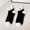 Men's Socks Spring Summer Boat Black White Spliced Small Fragrance Embroidered Instagram College Style Women's