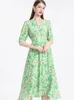 Robes décontractées mode femme Green Floral 23 Spring Summer Mesdames Sexy Shirt Office Work Daily Beachwear Fairy Body Con Robe
