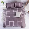 Juegos de ropa de cama Juego de lino de cama de algodón 4 piezas con cierre de cremallera Soft Duvet Cover King Size 200x230cm