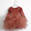 Baby Girl Princess Tulle Dress Fluffy Long Sleeve Infant Toddler Puffy Dress Tutu Black Green Party Pageant Dance Clothes 1-10Y 240329