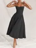 Casual Dresses Houzhou Elegant Long For Women Coquette Summer 2024 Vintage Sexig A-Line Spaghetti Strap Party Evening Sundress
