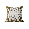 Pillow Cream Snow Flower Pilows Dot Embroidery Case Warm Soft Decorative Cover For Sofa 45x45 Fall Winter Home Decor