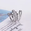 Europa America Fashion Style Men Women Lady Intalad Cubic Zircon Four Leopard Heads Silver Color Ring size US6US9240412