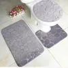 Bath Mats 3D Embossing Microfiber Bathroom Set Toilet Mat Carpet Shower Room Rugs Closestool Pedestal Rug Solid Lid Cover