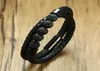 Black Braided Microfiber Leather Charm Bracelet Natural Lava Stone Beaded Bracelet Men Health Magnet Buckle Jewelry74412428361369