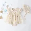 Baby Rompers Ubrania dziecięce niemowlęta kombinezon Summer cienkie nowonarodzone ubranie z kapeluszem różowy żółty trójkąt trójkąt wspinaczka g4pe#