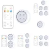 Nieuwe slimme draadloze afstandsbediening Dimable Night Decoratieve keukenkast Trapverlichting 3 kleuren 8 LED Puck Light