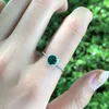 Cluster Rings JRR 925 Sterling Silver Green Color Round Cut Real 1ct Moissanite Diamonds Gemstone Engagement Ring Fine Jewelry