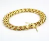 Gold Filled Men Miami Cuban Chain Bracelet Double Safety Clasps Hip Hop Stainless Steel High Polished Curb Link Jewelry 2577799