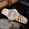 Diamond Women Watches Stone Case Dress Watch Rose Gold Quartz Movement Sieraden Clasp Polshorge Design Goede kwaliteit Splash Waterpr322H