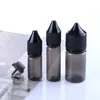 Bottiglie nere trasparenti Pen PET Unicorno 10 ml 15 ml 30 ml 50 ml 60 ml 100ml 120 ml con tappi di manomissione evidenti per bottiglia di plastica di gocce di succo liquido