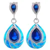 Boucles d'oreilles en peluche jle-244 Top Sale Luxury Blue Opal suspendu pour les bijoux de mode