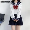 Japanese Women JK uniform navy/ black Short/long Sleeve School Uniforms For Girls College Sailor Pleated Skirt JK Sets Uniform