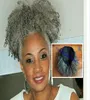 Real Hair Grey Hair Teave Ponytail 4B 4C Afro Clip Clinky Curly in Grey Human Trawstring Ponytail Hair Extension for Black Women 129302675