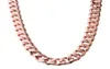 15mm Anpassningslängd Trendig herrkedja Rose Gold Color Rostfritt stålhalsband för män Curb Cuban Link Hip Hop Jewelry Chain1610039