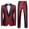 Men's Suits Blazers 2023 Spring Autumn New Mens Casual Business Boutique Flower Print Suit Two Piece Set / Mens Blazers Coat Jacket Pants Trousers