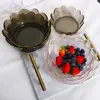 Bowls Japanese Style Pattern Gilt Edging Glass Salad Bowl Smoky Gray Hammered Set Vegetable Cute Fruit Plate