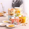 Mugs Lovely Cartoon Ceramic Breakfast Milk Cup Noodles Oatmeal Bowl 500ml Big Volume With Saucer Spoon Coffee Mug