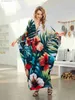 Vestidos casuais básicos Flores retrô Impressão de Kaftan Long Dress for Women 2024 Verão Batwing Slve House Robe Causal Vestidos maxi soltos Q1636 1 T240415