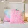 Pillow LOZUJOJU Colorful Tie Dyed Design Plush Cover Velvet Pillowcases Car Sofa Living Room Decorative