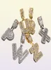 Бэгет буквы ожерелья подвесной на заказ name wame charm gold silver rose gold fashiom Hip Hop Инициалы ювелирные изделия с 3M8910735