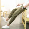 Men's Pants Solid Color Casual Trousers Japanese Cotton Linen Exercise Slim Ankle Length Feet Daily Soft Breathable