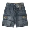 Calça masculina shorts vintage jeans mensalidade da moda de moda roupas de joelho sólido calças largas de perna larga com bolsos laterais