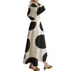 Robes décontractées YEEZZI 2024 FEMME FEMME TRENDIY POLKA-DOT PLAIS PLAIS A-LINE ROBE SPRÉMENT