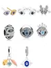 925 FATTO PID SIGNIO P FAMBO 925 Bracciale Bracciale Neckalce 925 Sterling Trunk Turchia Blu Evil Eye Zirconia Bead Charms Set a sospensione perle sottili fai -da -te gioielli2826086