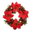 Decorative Flowers Indoor Outdoor Wreath Festive Flower Christmas Indoor/outdoor Garland Decoration For Front Door Window Wall Holiday Gift