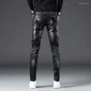 Jeans pour hommes pantalons cowboys de cowboy déchiré un pantalon cassé avec une pipe serrée à imprimé grunge y2k trous skinny radiet patch slim fit déchiré xs