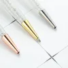 Pens 100Pcs/Lot Rose Gold Bling Diamond Black Ink Crystal Ballpoint Pen Ring Wedding Office Metal RollerBall Gift Custom Logo