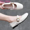Casual Shoes GKTINOO Mary Jane Women Genuine Leather Round Toe Metal Buckle Strap Shallow Summer Ladies Flats Plus Size 43