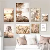 Autumn Sunlight Landscape Wall Art Canvas målar Nordic Reed Affisch Vete öron affischväggbilder för vardagsrumsinredning