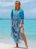 Grundläggande avslappnade klänningar 2024 Leopardtryck Kaftanklänningar för kvinnor plus Size Summer Beach Swim Cover Up Loose Fit Resort Wear Maxi Dresses Q1415 T240412