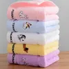 Toalha 5pcs/lote algodão desenho animado animal bordado crianças enfrentam macio absorvente