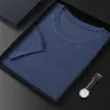 Custom Silky Summer Sweaters Men Round Neck Silk T-shirt Mens Thin Top Business Cashmere Knitted Bottoming