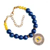 Bracelets de liaison fabriqués en jaune bleu perle lettres grecques autocollants sociaux Poodle Sigma Gamma Rho Pendant Bracelet avec extension