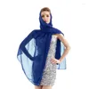 Schals Modedesign 176 71 cm muslimisch rechter Winkel Perlen Chiffon Schal vielseitig tägliche Feste Farbe Damenschalststirnband