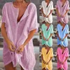 Robes décontractées de base Qisin Hot 2023 Coton Tunics For Beach Women Massuit Couvre-Up Femme Swimwear Beach Cover up Beachwear Mini robe Sai de Praia 1 T240415