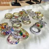 Anelli a grappolo Luoteemi Colorful Simulato Gemstone Stone Wedding Engagement per donne Fashi