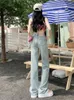 女子ジーンズ秋の女性フルレングス韓国スタイルの女子学生毎日プラスベルベットシックシンプルなレトロストレートズボン快適なY2K