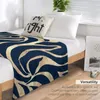 Blankets Elegant Navy Blue Gold Zebra Print Throw Blanket For Sofas Decorative Sofa