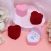 Ny hjärtformad sammet ringlåda för föreslå engagemang bröllop smycken förpackning display lådan röd rosa ängel vingar smycken låda