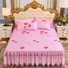 3 adet lüks kraliyet yatak örtüsü serin çift katmanlı yatak etek makinesi yıkanabilir çarşaflar Kraliçe kral yatak için elastik bant ile yatak