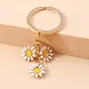 Nyckelringar söta emalj Sunflower Keychain for Women Girl Key Ring Pendant Car Holder Handbag Decor Charms Diy Jewets Gifts